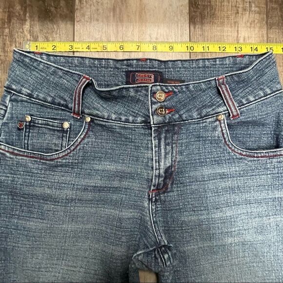Crest Mid-rise Jeans Blue With Red Stitching Factory Whiskering and Fading 11/12 - Picture 8 of 10